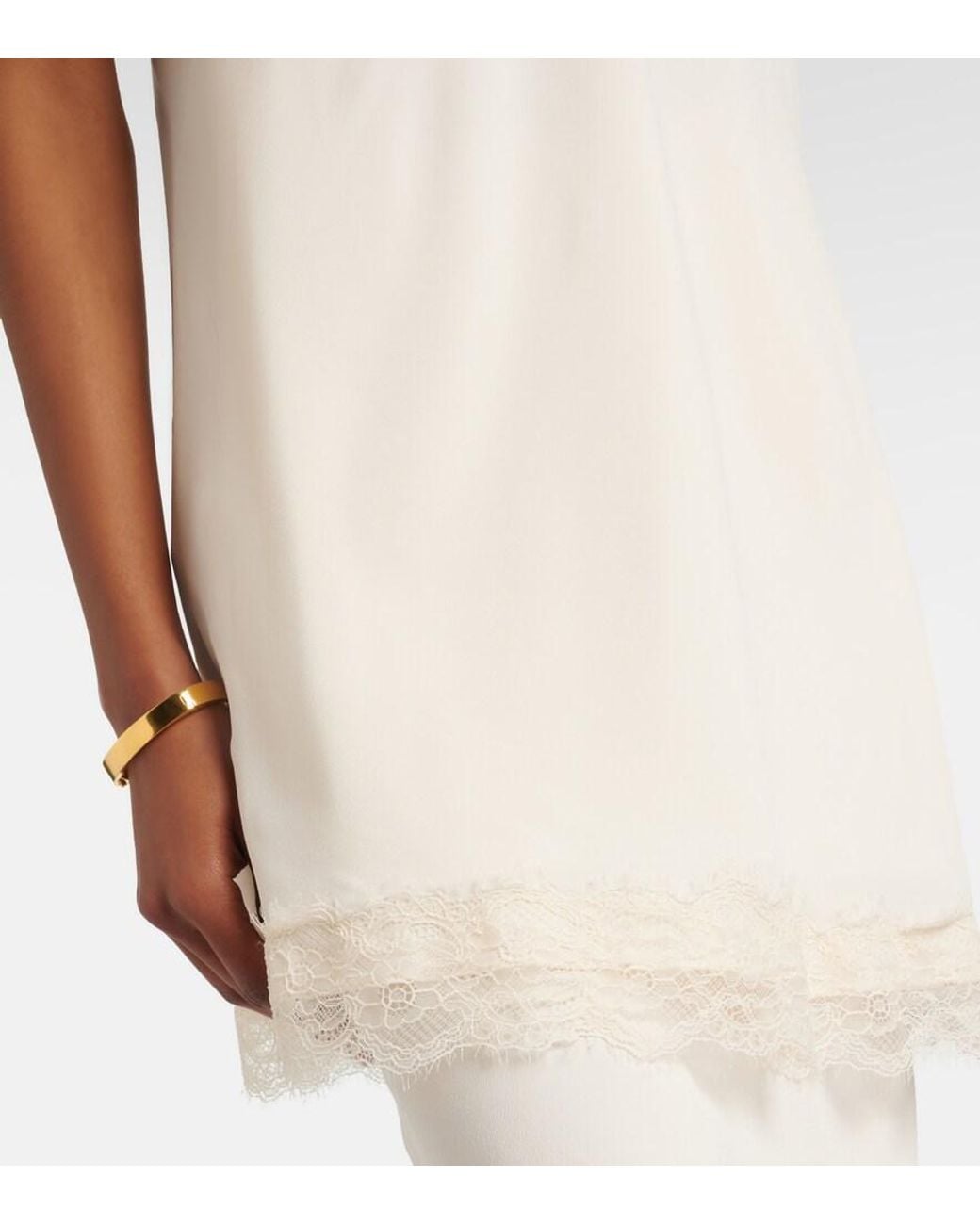 Rohe White Lace-Trimmed Satin Camisole