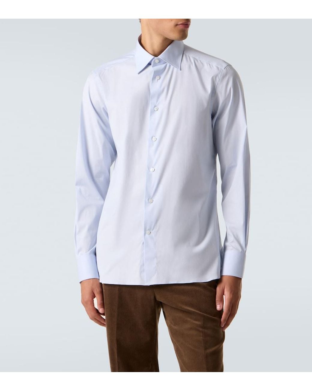 Zegna Blue Cotton-Blend Shirt for men