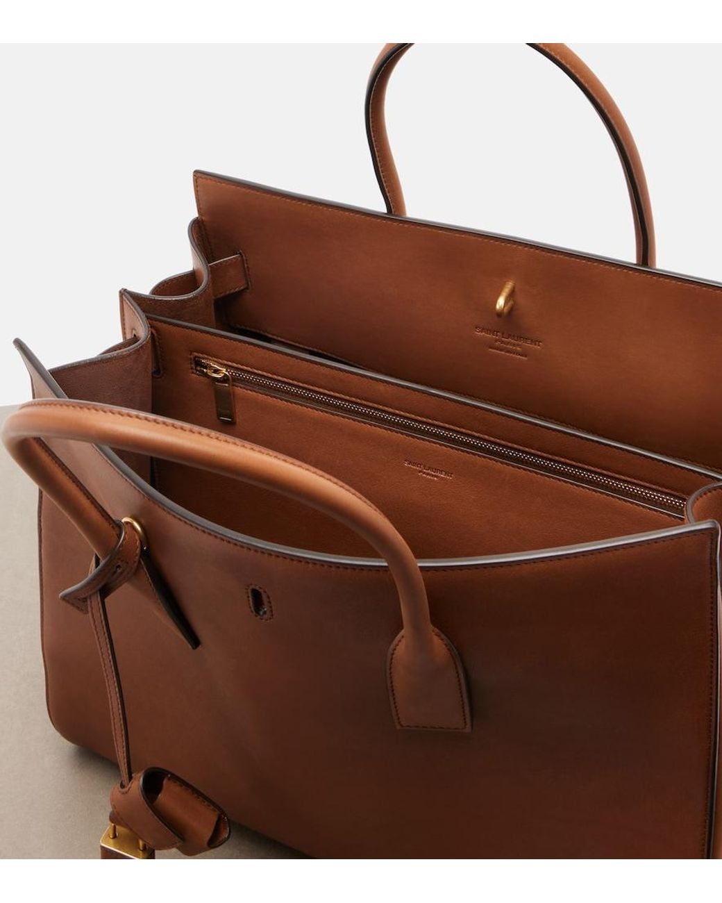 Saint Laurent Brown Tote Bag Sac De Jour Large Aus Leder
