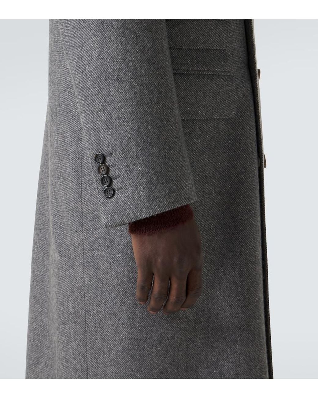Canali Gray Double-Breasted Wool And Silk Coat for men