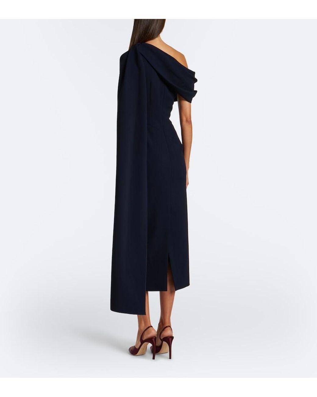 Roksanda Blue Maite Caped Crepe Midi Dress