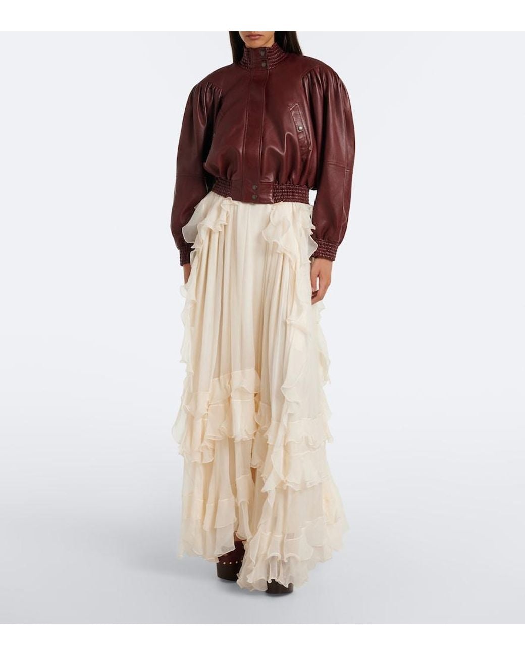 Chloé White Ruffled Silk Muslin Maxi Dress