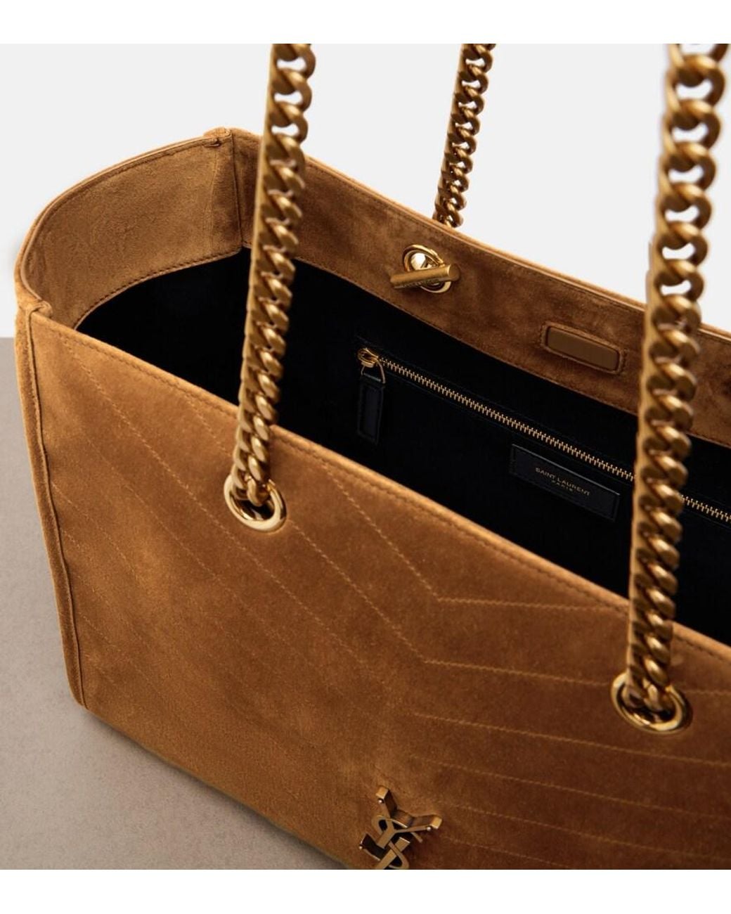 Saint Laurent Brown Niki East/West Suede Shopper