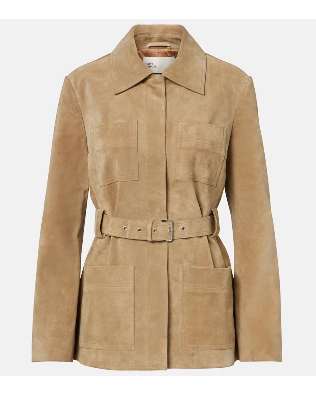 Tory Burch Natural Belted Suede Jacket
