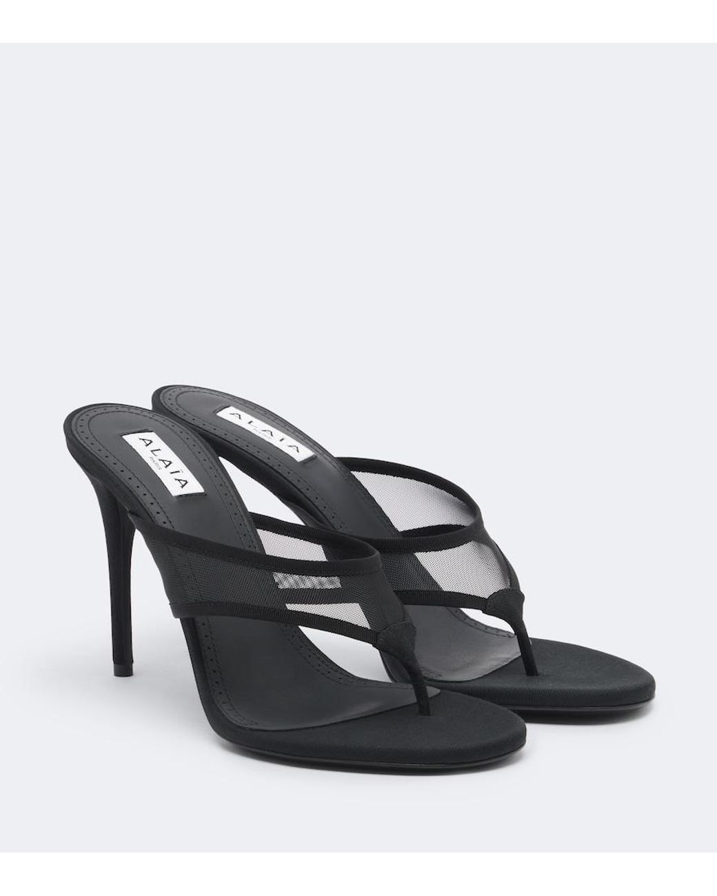 Alaïa Black Mesh Thong Sandals