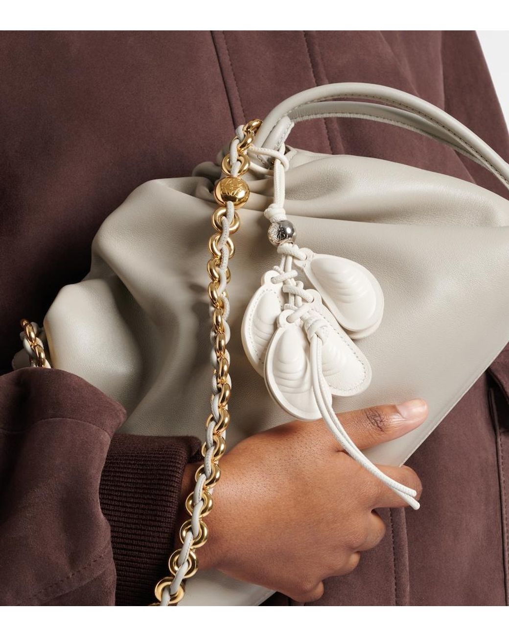 Loewe White Leather Bag Charm