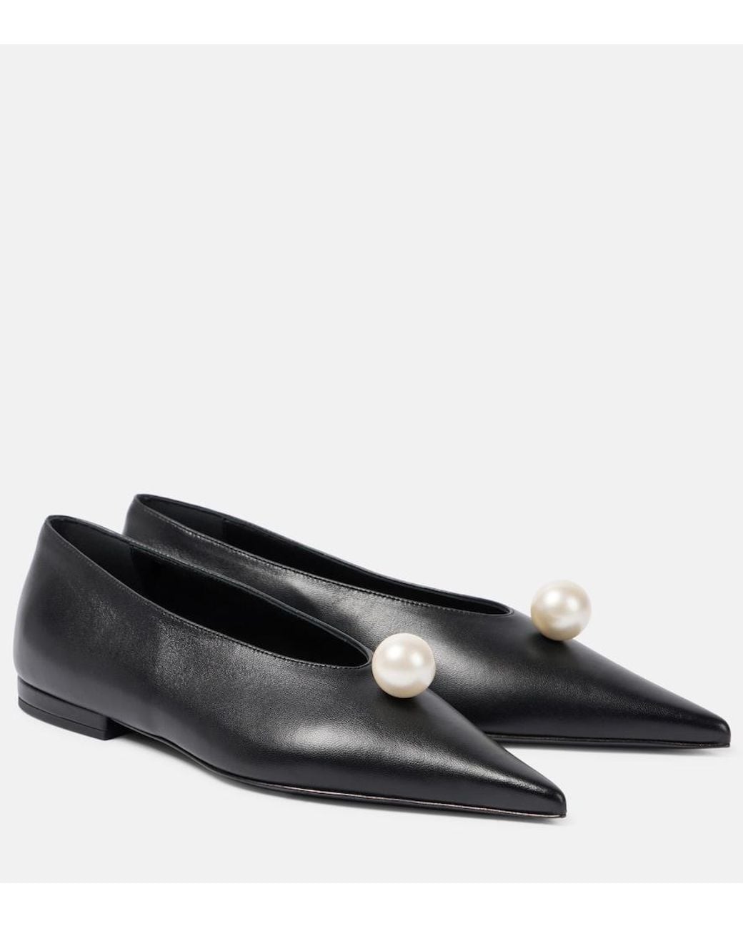Magda Butrym Black Embellished Leather Ballet Flats