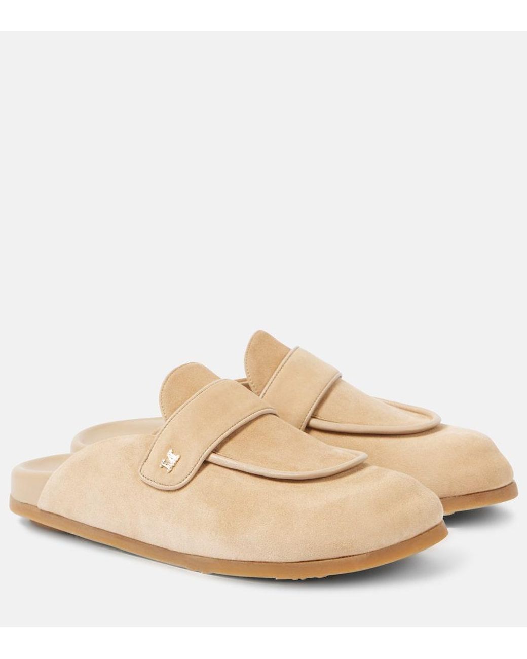 【Max Mara】 Manlyスエードミュール Max Mara Manly Suede Mules in Natural | Lyst