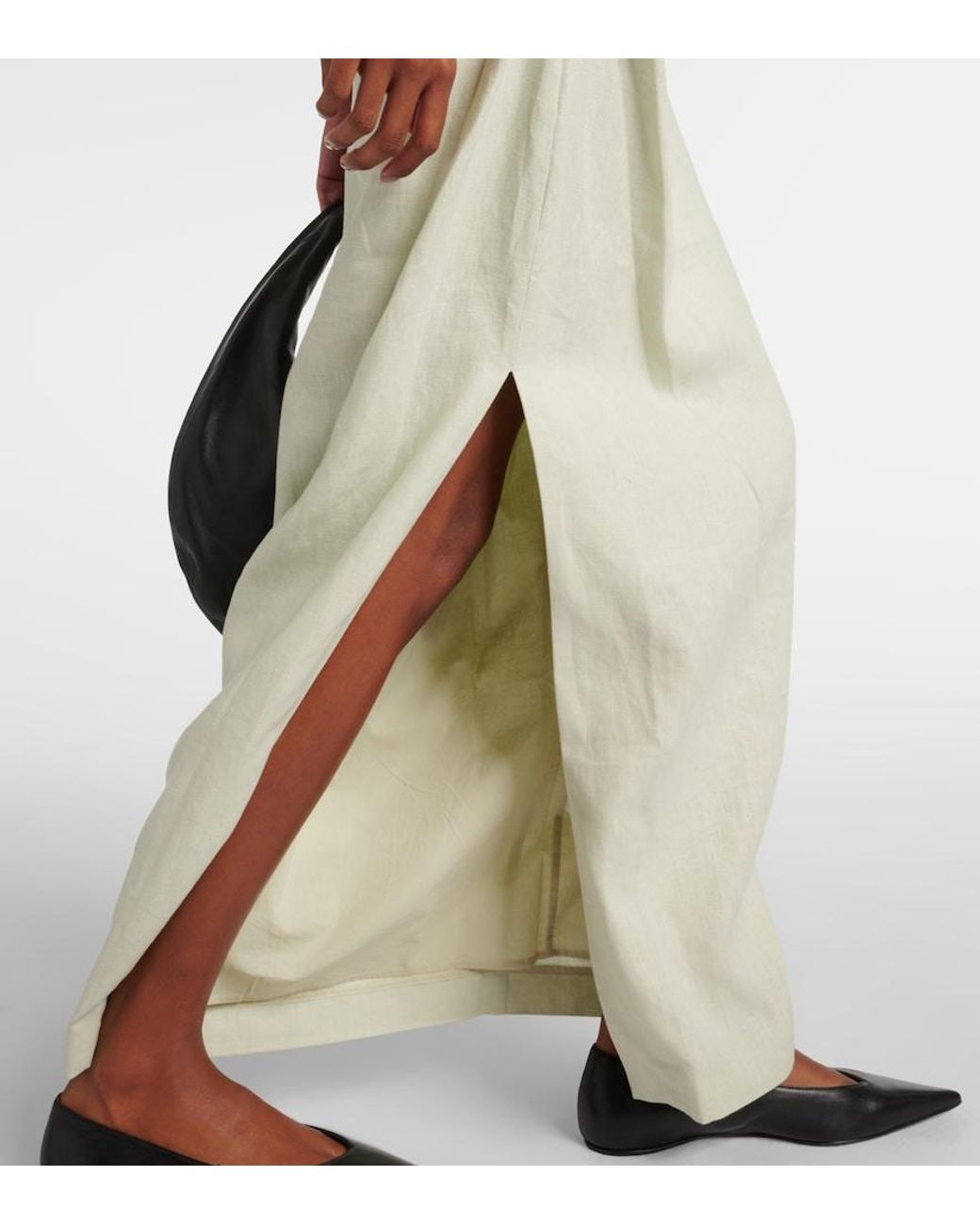 Sir White Iris Asymmetric Linen Maxi Skirt