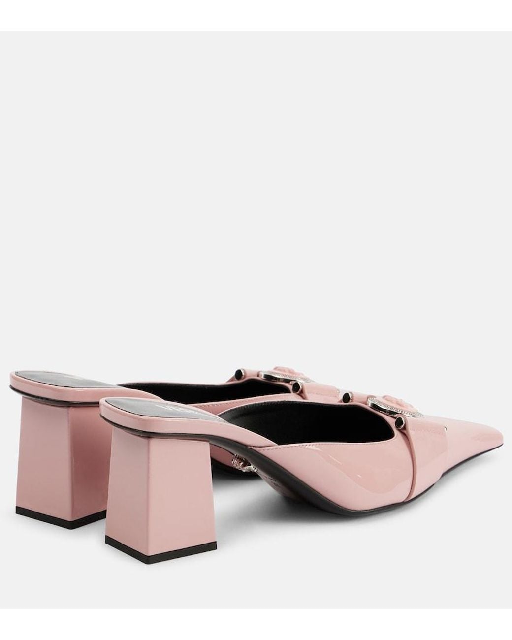 Versace Pink Medusa Patent Leather Mules