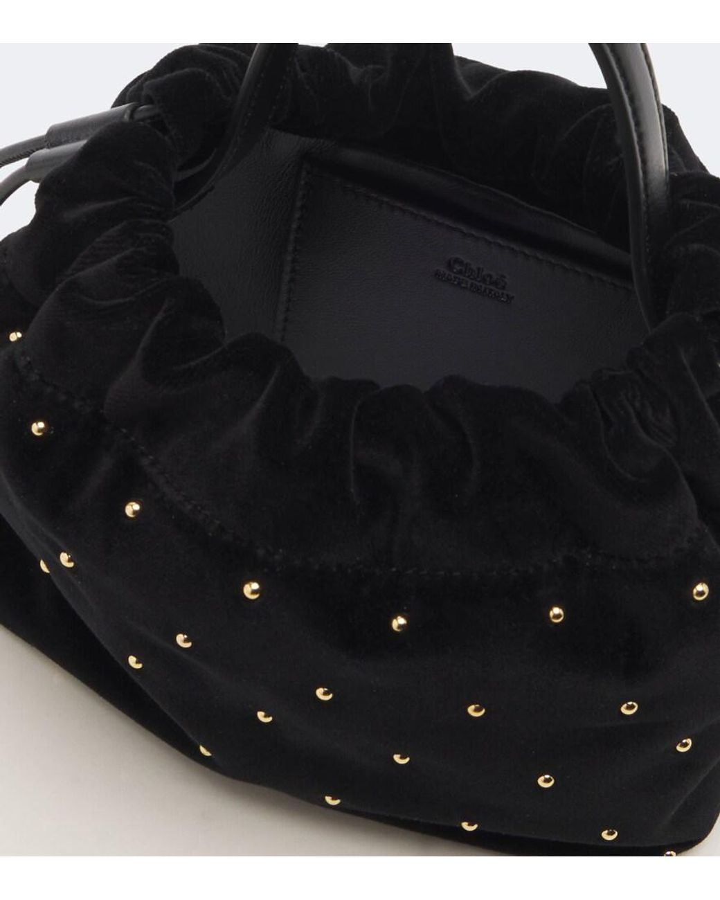 Chloé Black Icons Mini Studded Velvet Shoulder Bag