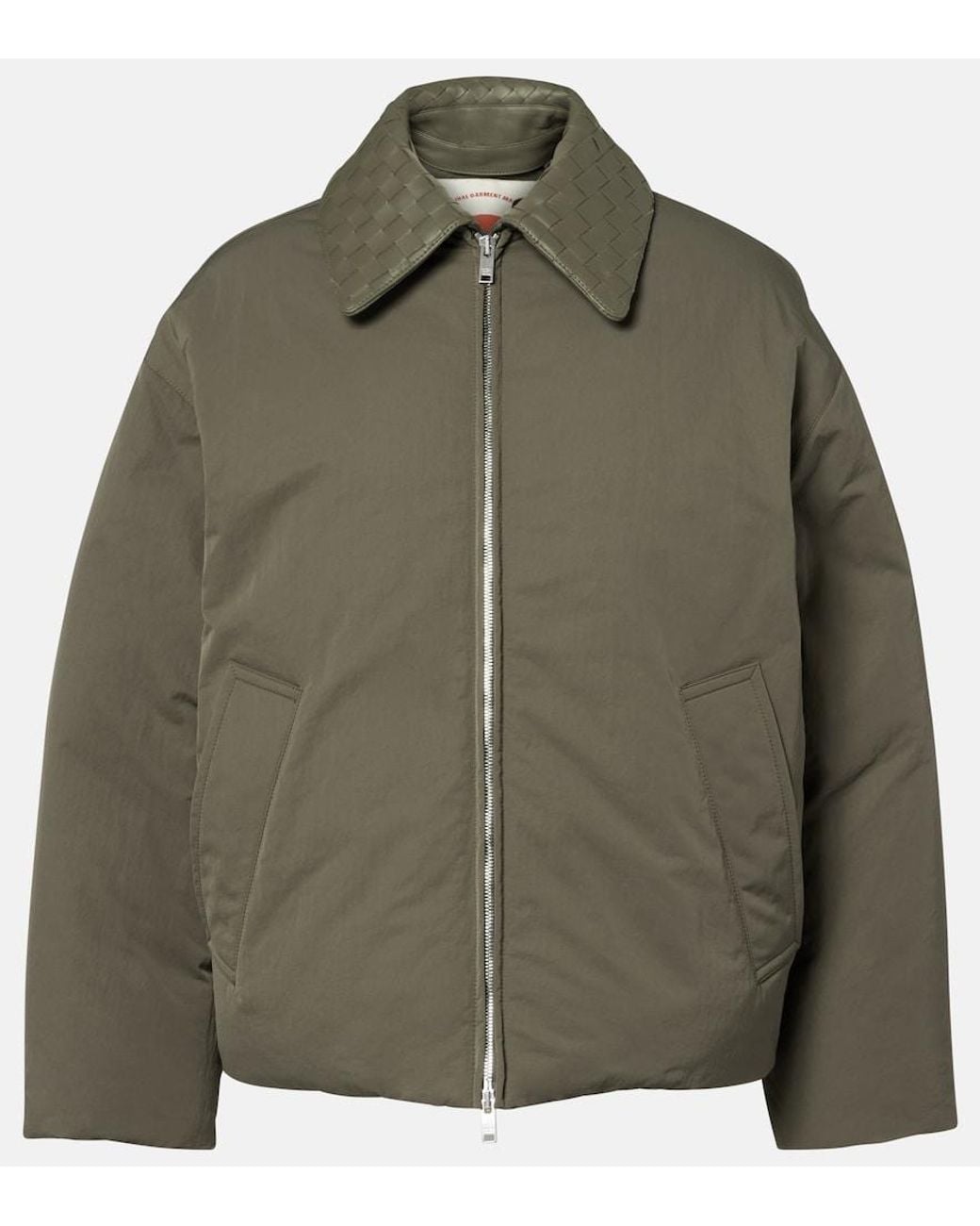 Bottega Veneta Green Intrecciato Leather-Trimmed Down Jacket