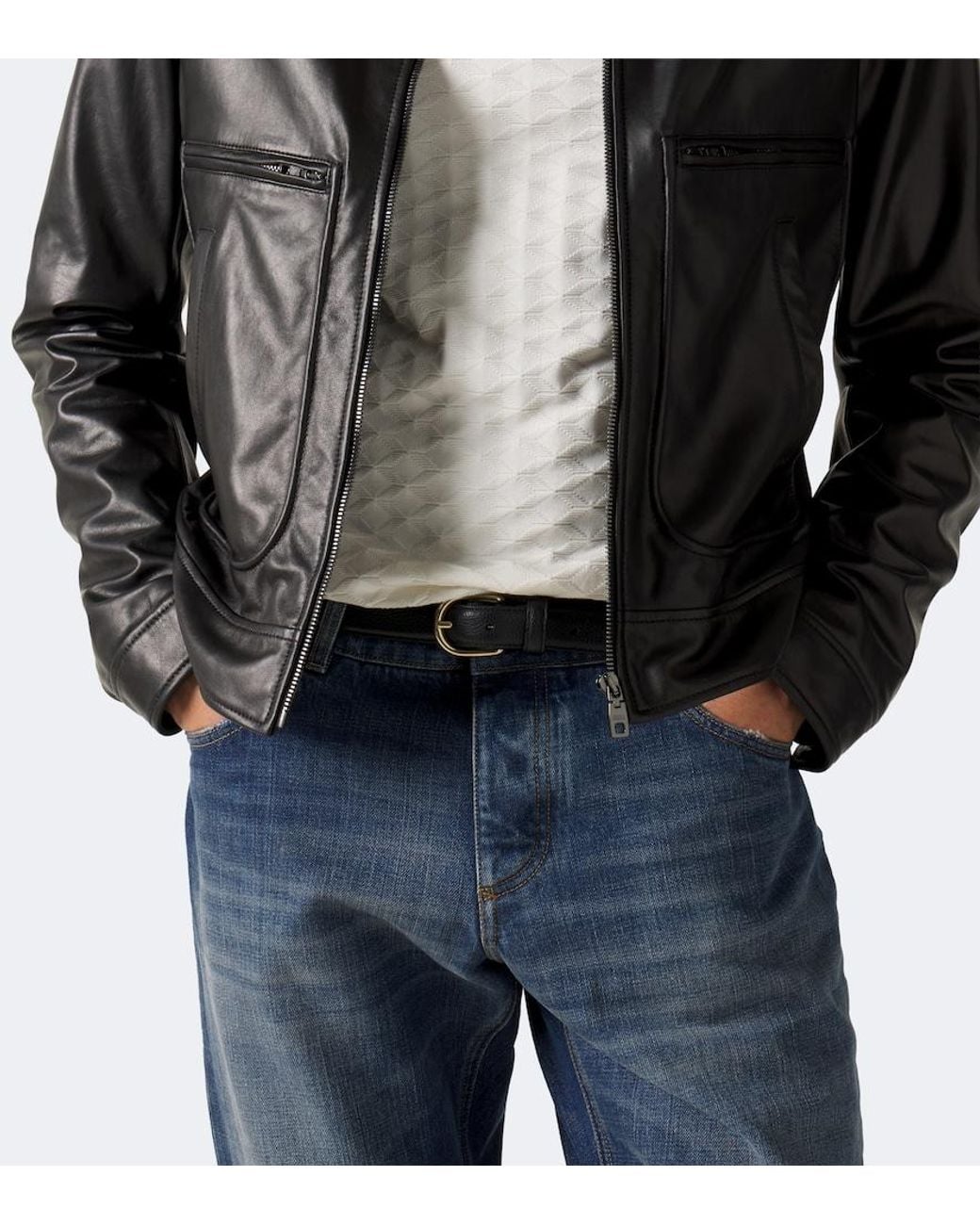 Dolce & Gabbana Black Leather Jacket for men
