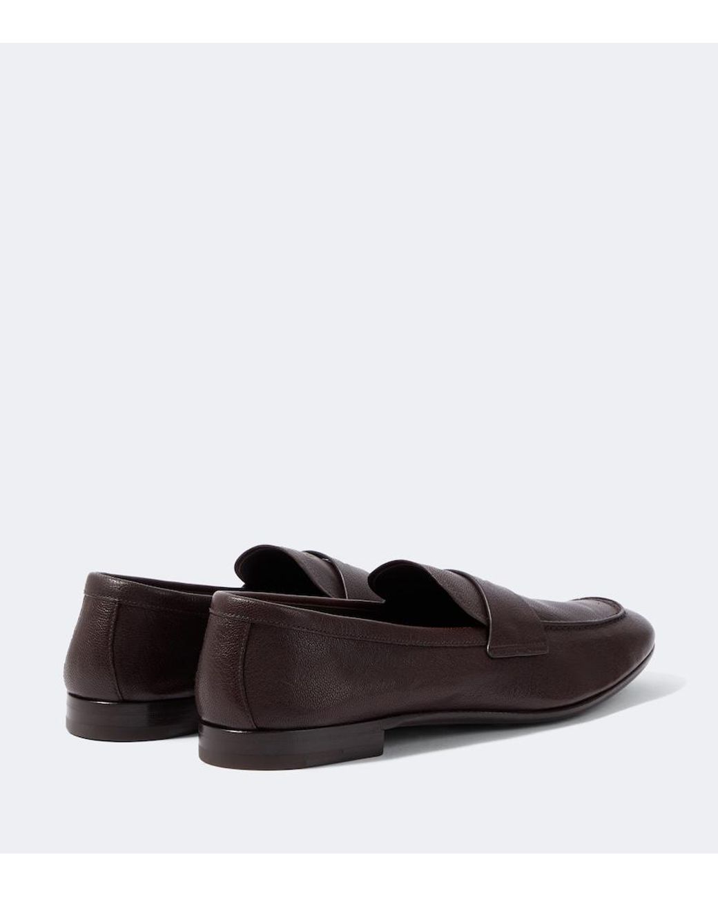 Prada Brown Logo Leather Penny Loafers for men