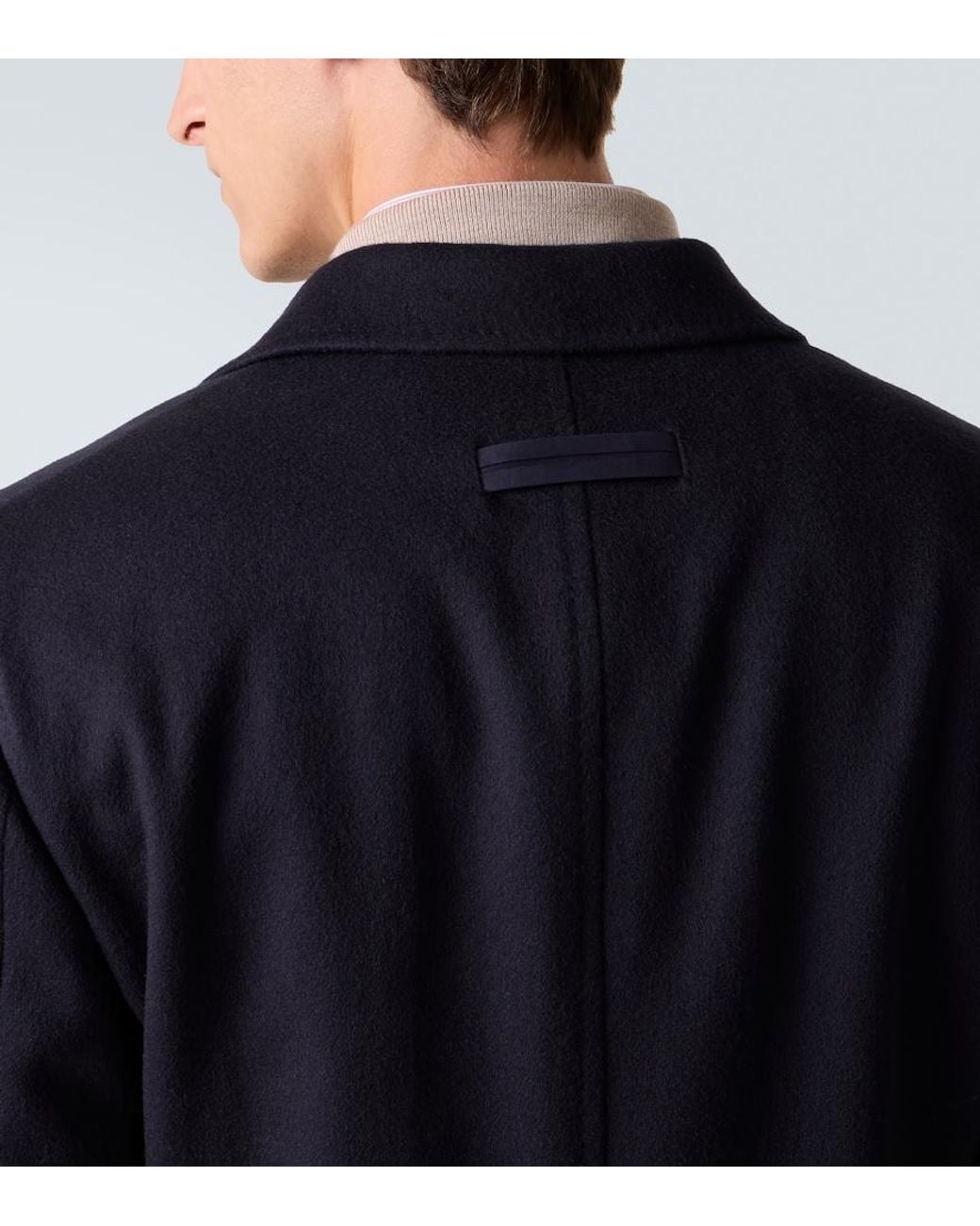 Zegna Blue Wool And Cashmere-Blend Coat for men