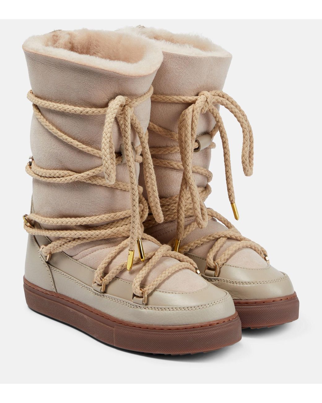 Inuikii Shearling-lined Snow Boots in Natural | Lyst