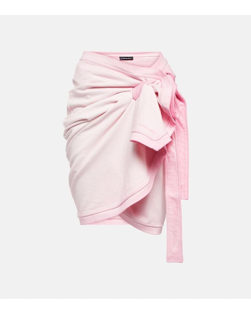 Y. Project Pink Embroidered Cotton Terry Miniskirt