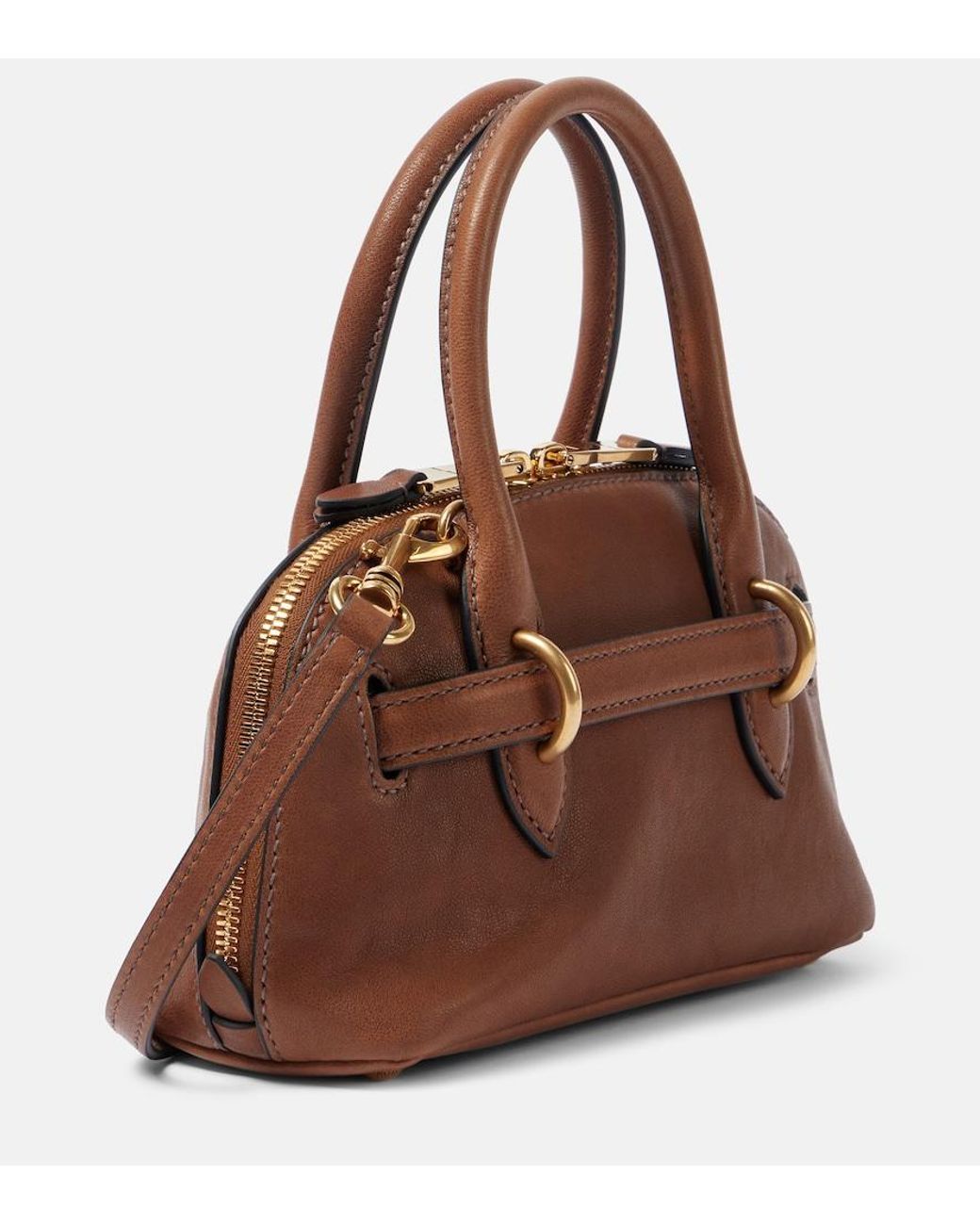 Miu Miu Brown Aventure Mini Leather Tote Bag