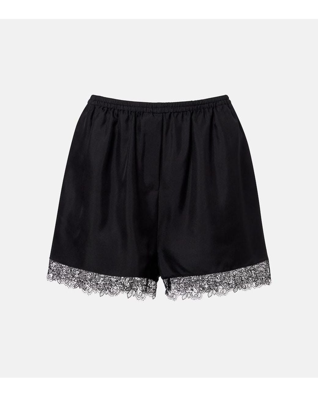 Rohe Black Lace-Trimmed Silk Shorts