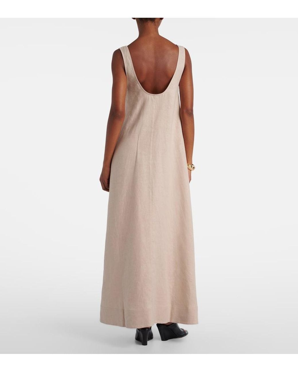 Asceno Natural Capri Linen Maxi Dress