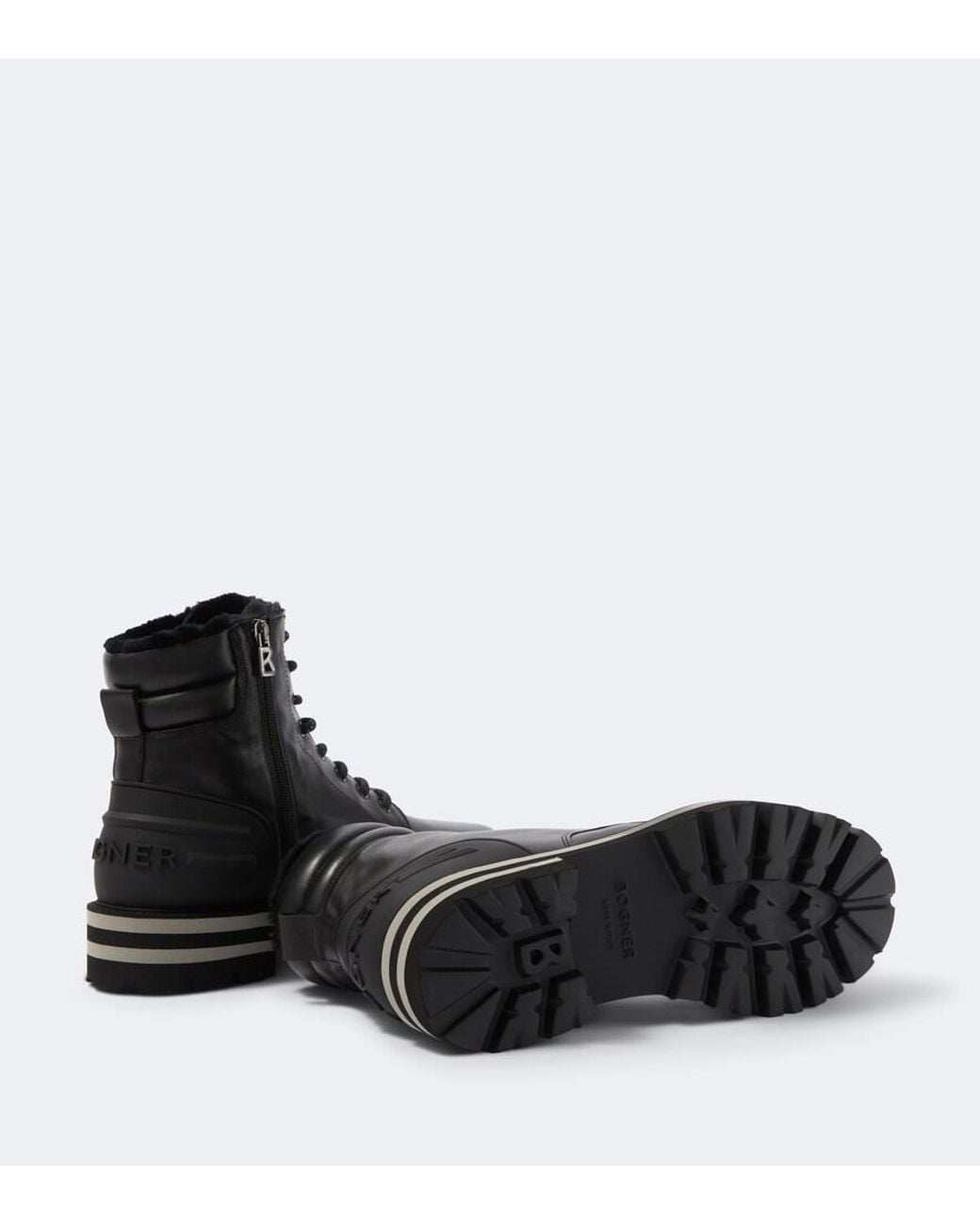 Bogner Black Courchevel Leather Lace-Up Boots for men