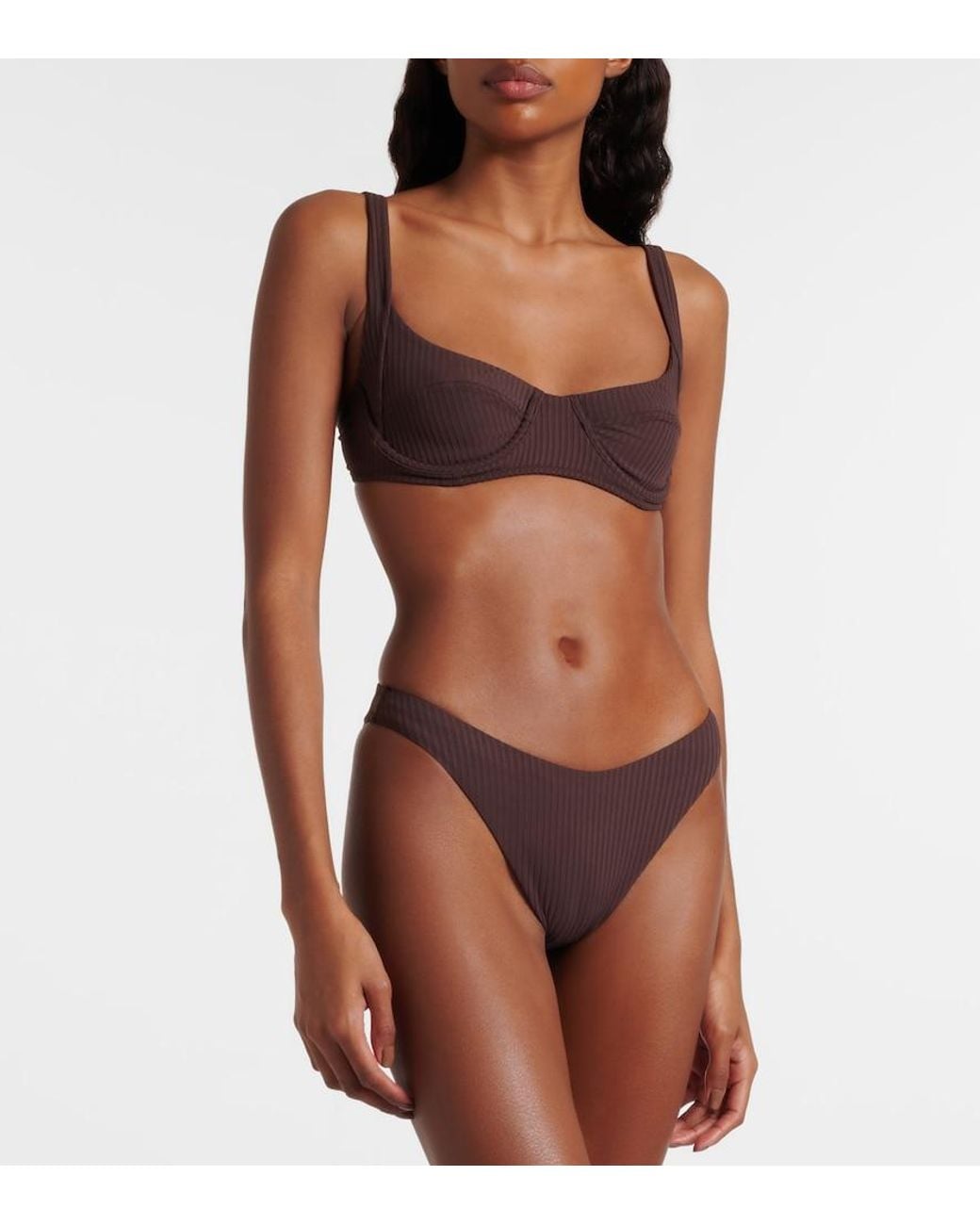 Melissa Odabash Brown Bikini-Oberteil Noto Aus Rippstrick