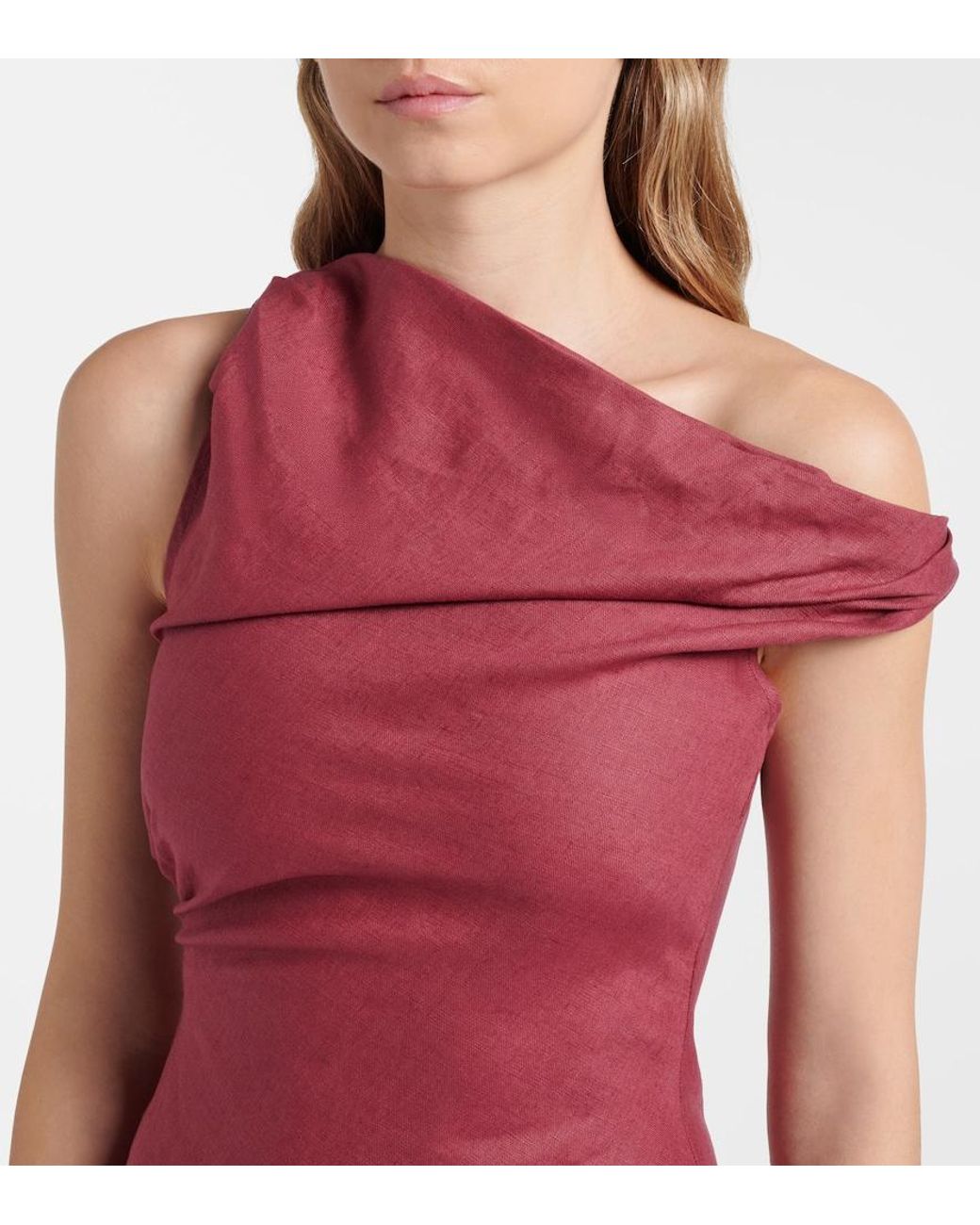 Faithfull The Brand Purple Suis Asymmetric Linen Maxi Dress