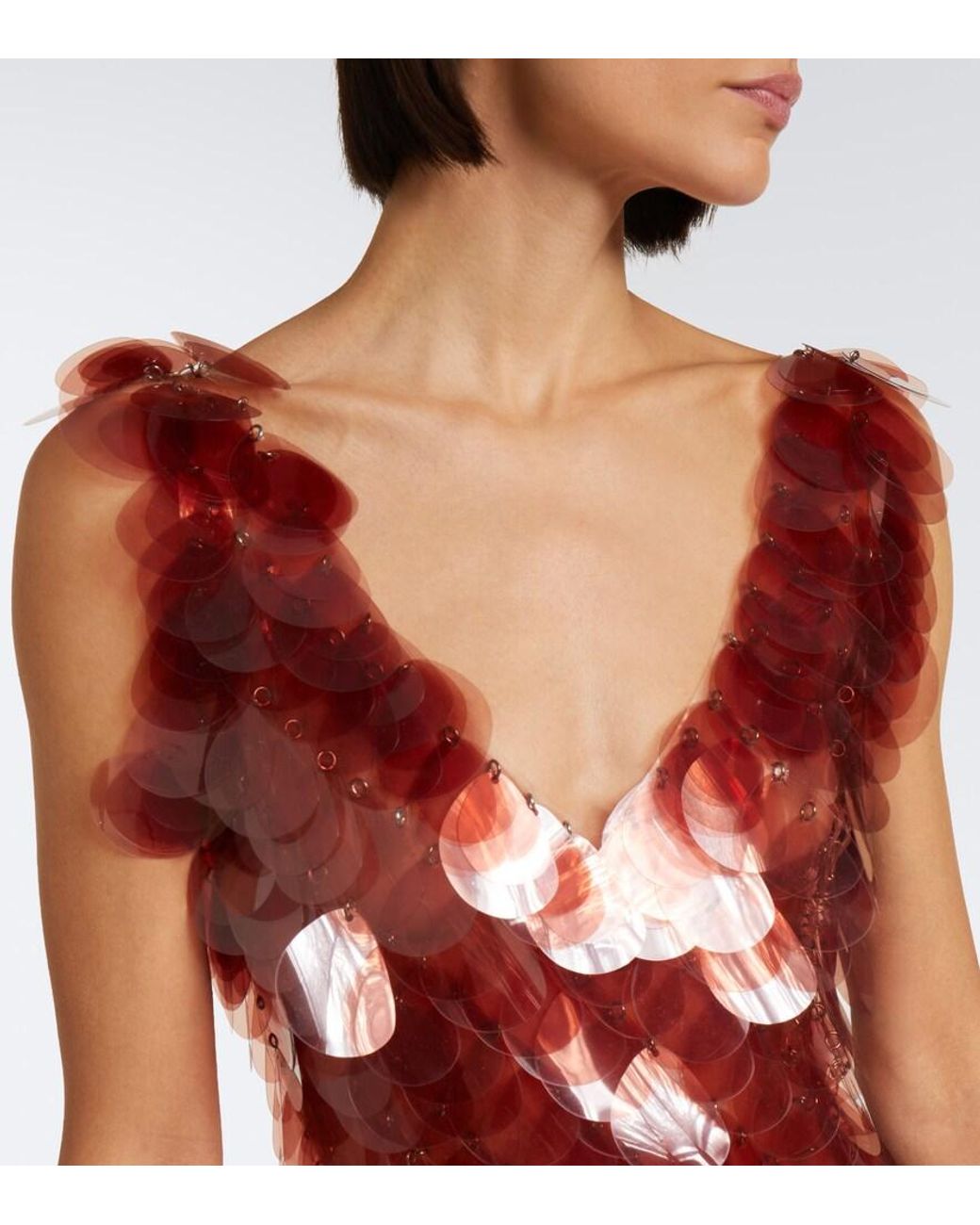 Robe Midi A Sequins Rabanne en coloris Red