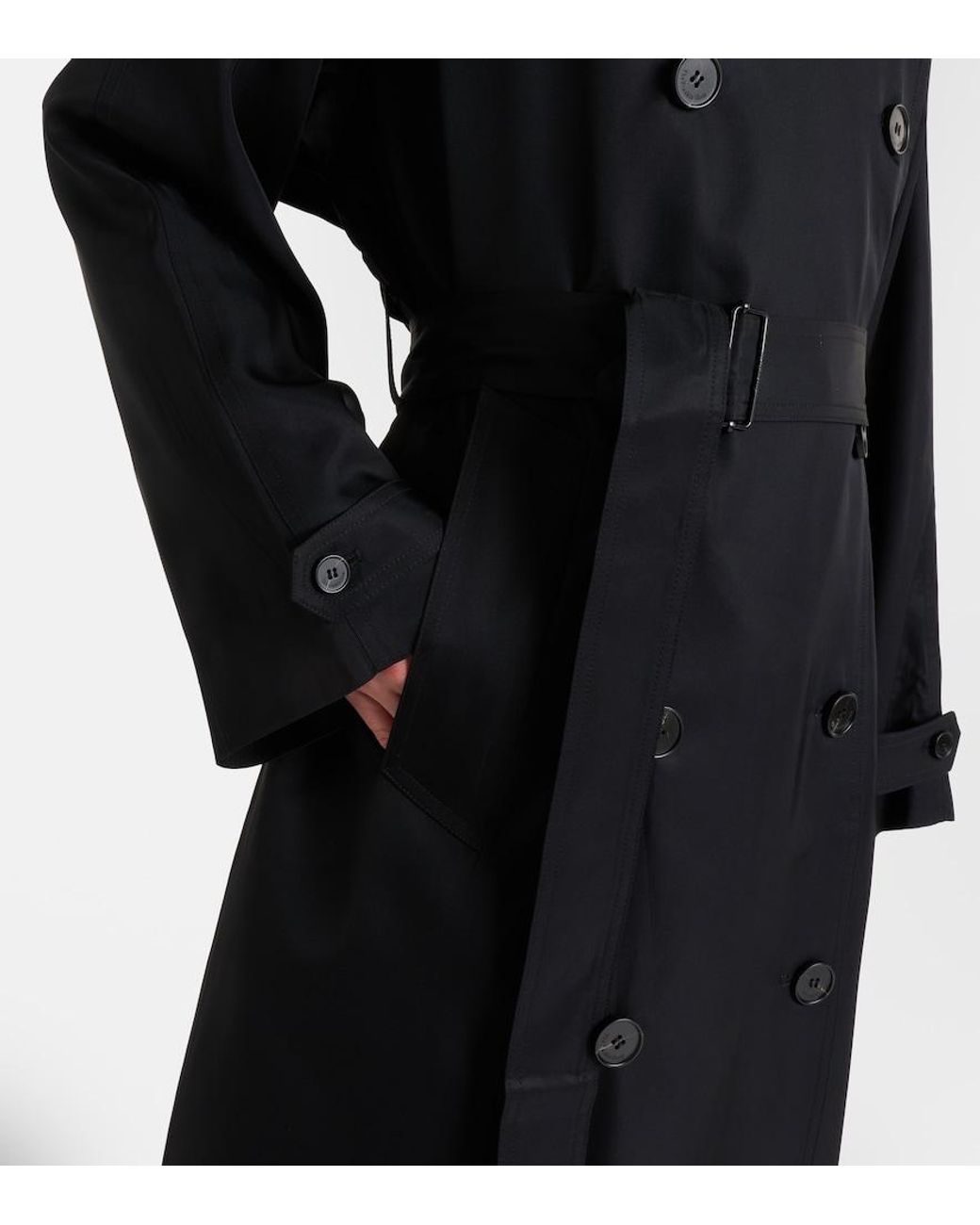 Frankie Shop Black Veyron Double-Breasted Twill Trench Coat