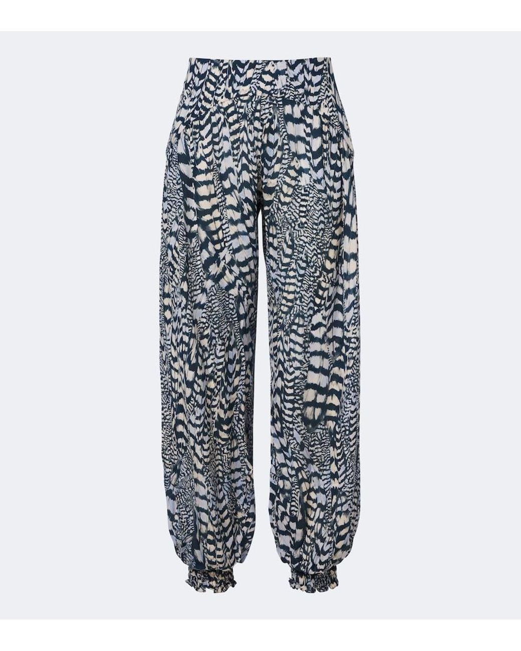Johanna Ortiz Blue Whispered Motion Silk Georgette Balloon Pants