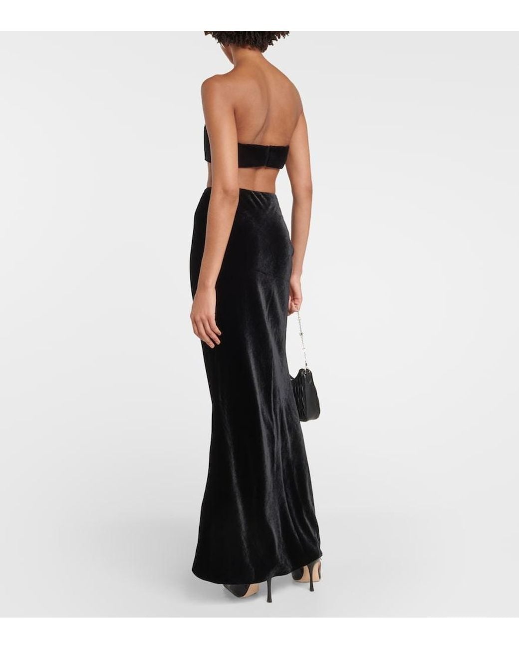 Alessandra Rich Black High-Rise Silk-Blend Maxi Skirt