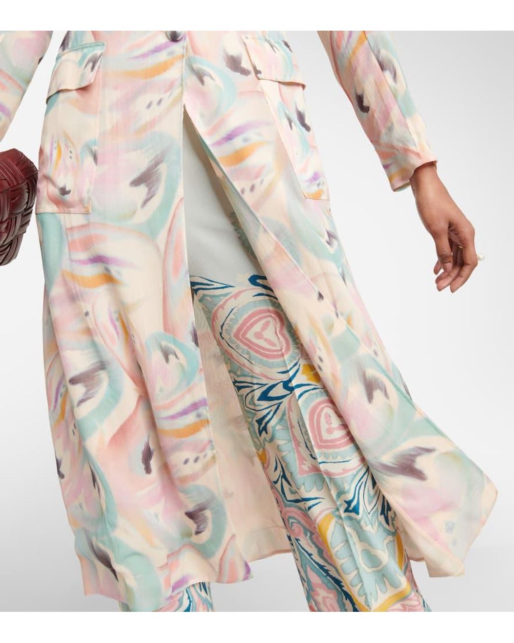 Etro Natural Printed Silk Coat