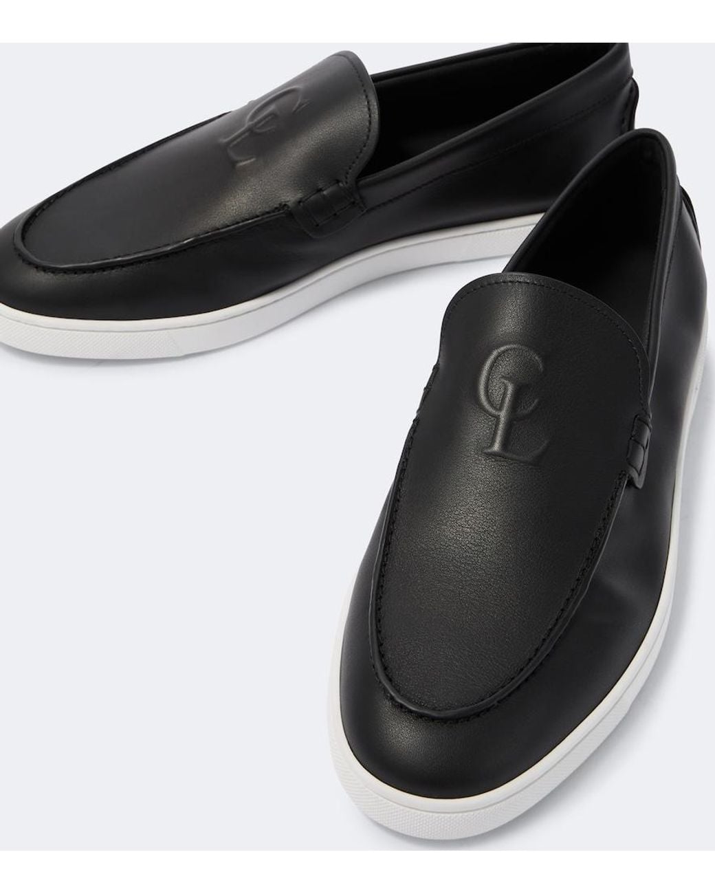 Christian Louboutin Black Neoclboat Leather Slip-On Shoes for men