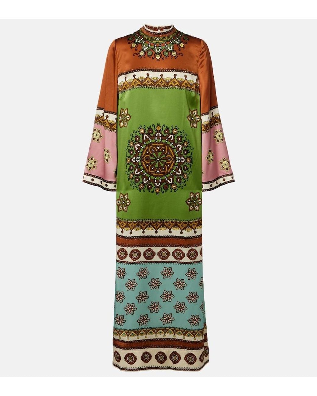 ALÉMAIS Green Contina Silk Maxi Dress
