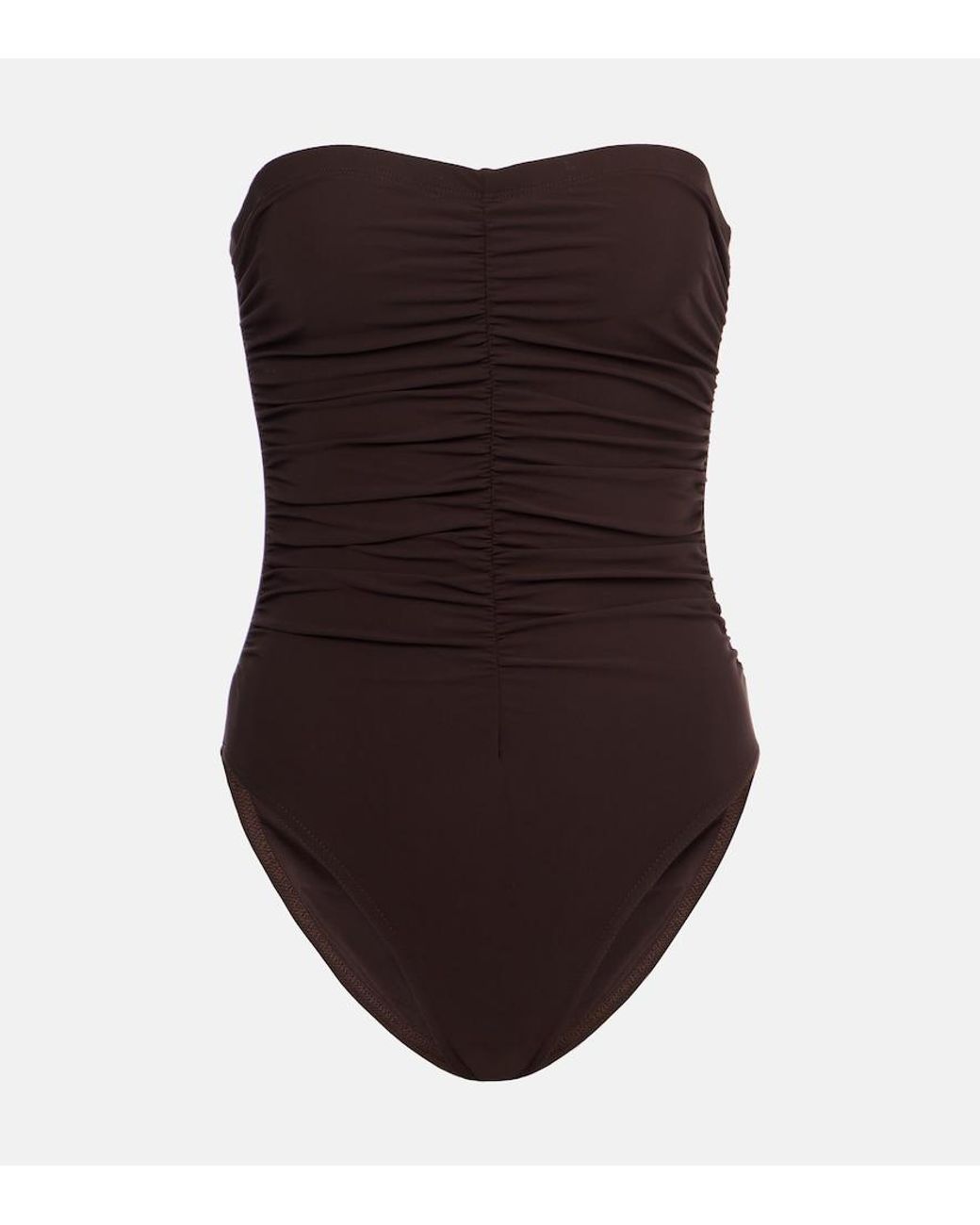 Karla Colletto Brown Basics Ruched Swimsuit