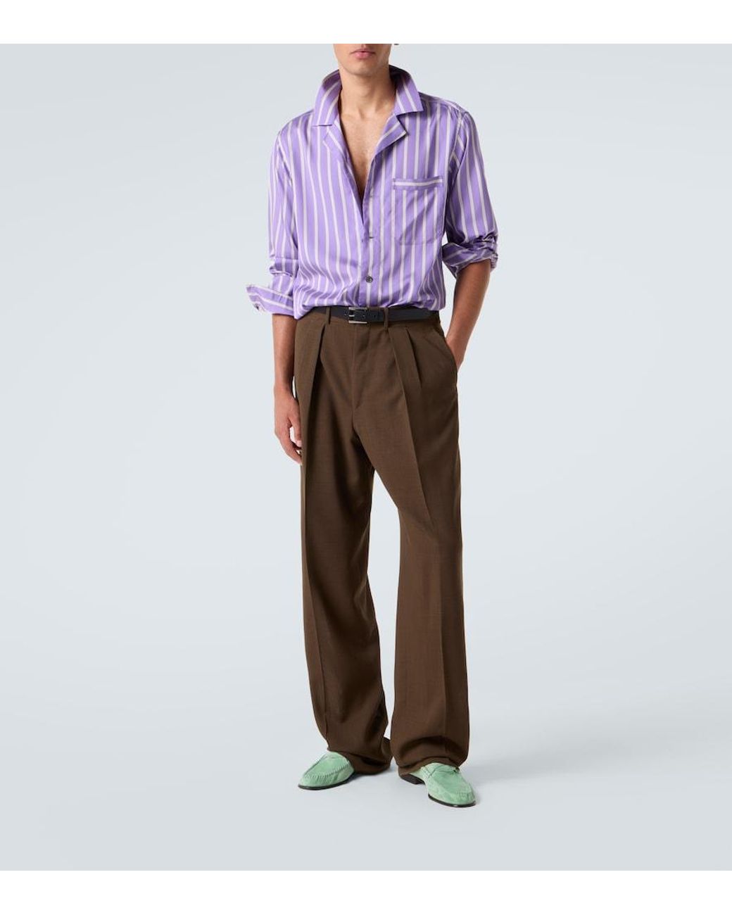 Tom Ford Purple Striped Silk Jacquard Shirt for men