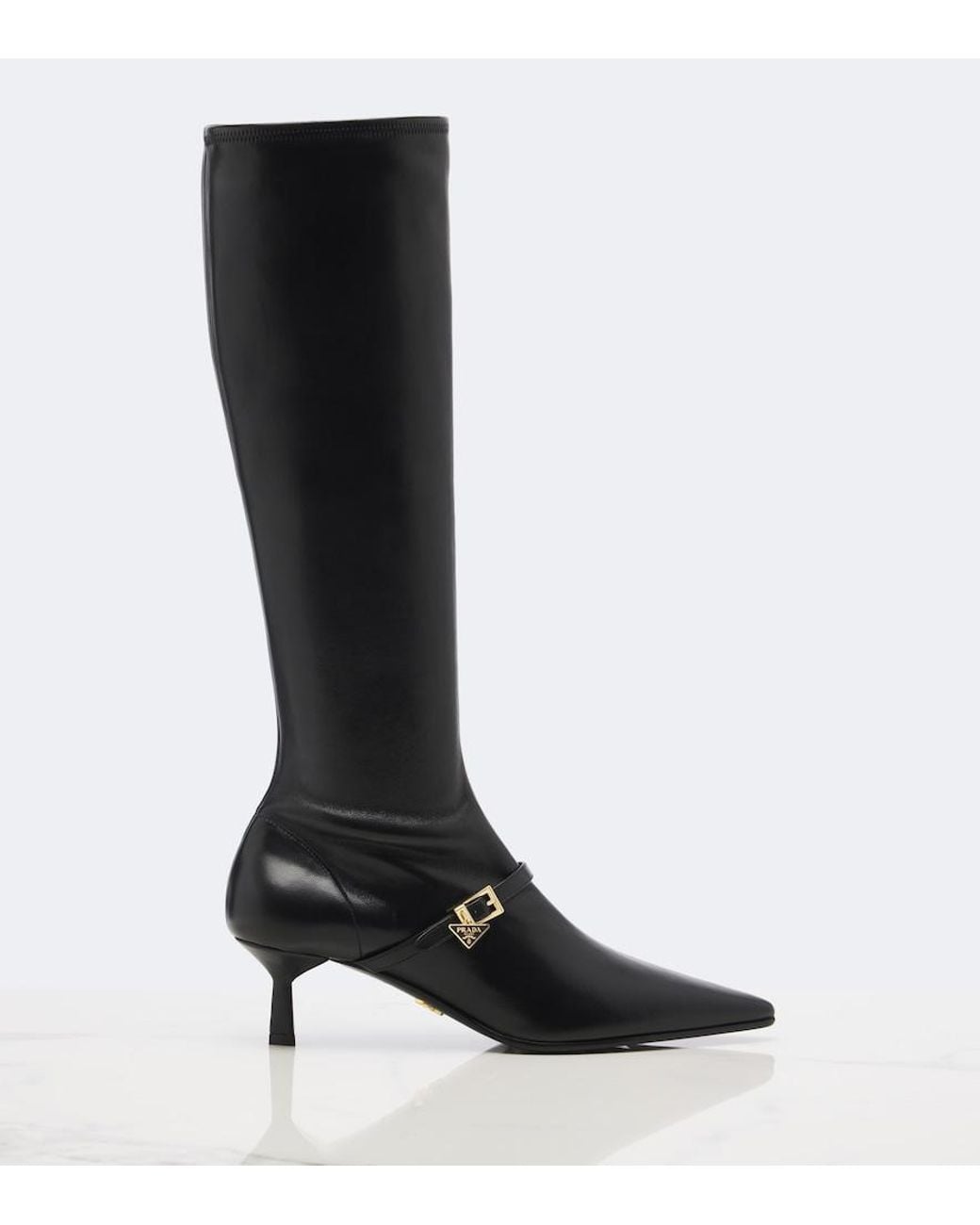 Prada Black Leather Knee-High Boots