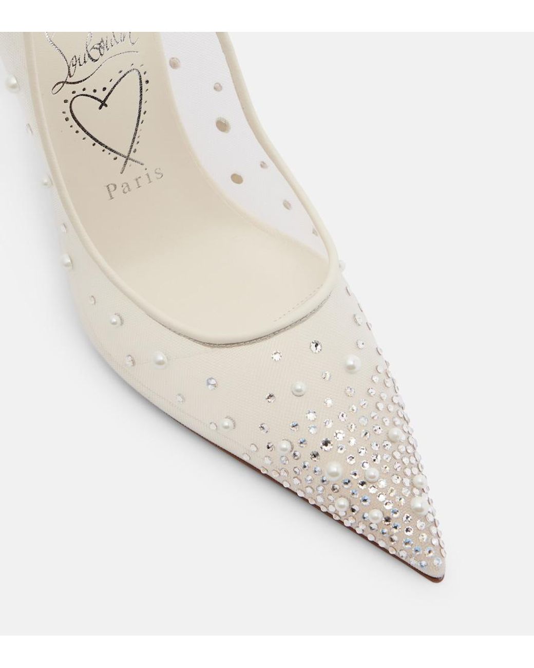 Christian Louboutin White Miss Z Degrastrass Perla 100 Mesh Pumps