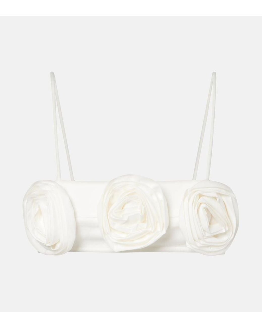 Adriana Degreas White Floral-Applique Cotton-Blend Bandeau Top