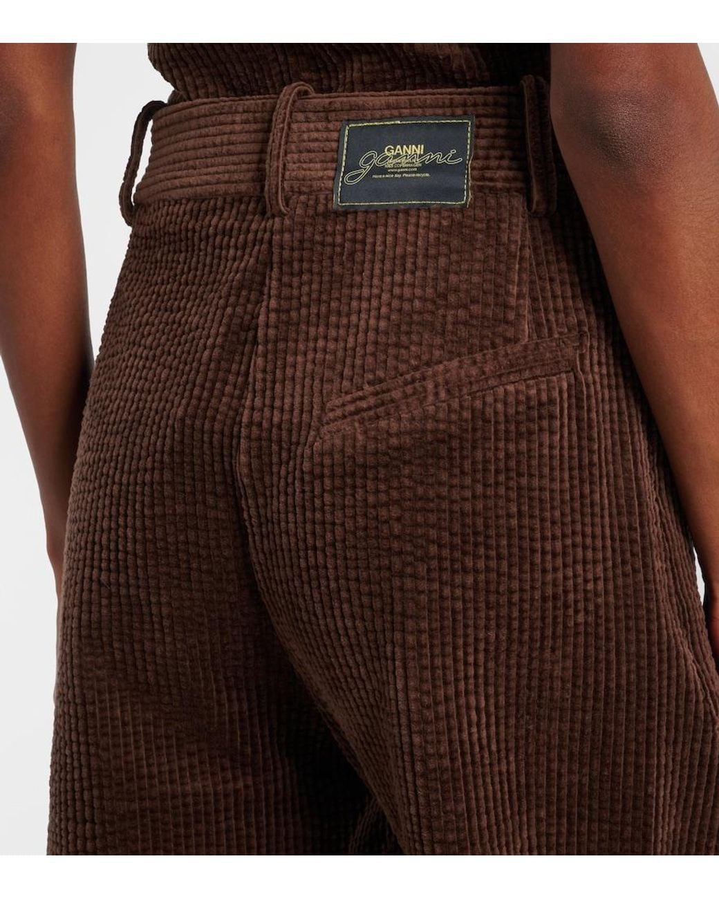 Ganni Brown Cotton Corduroy Cargo Pants