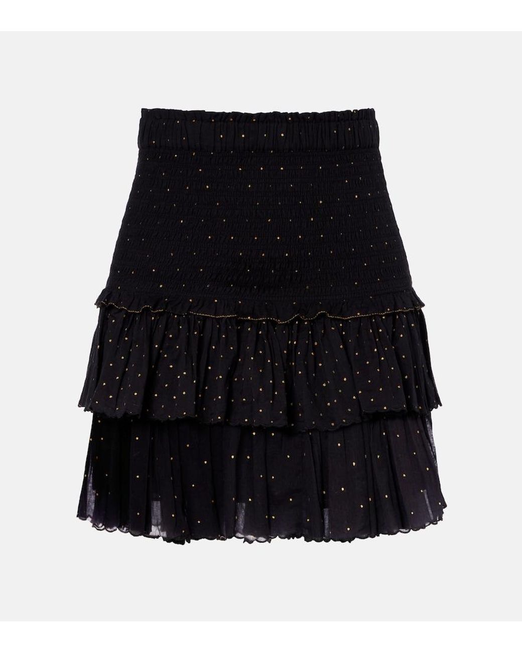 Isabel Marant Black Polka-Dot Embroidered Cotton Miniskirt