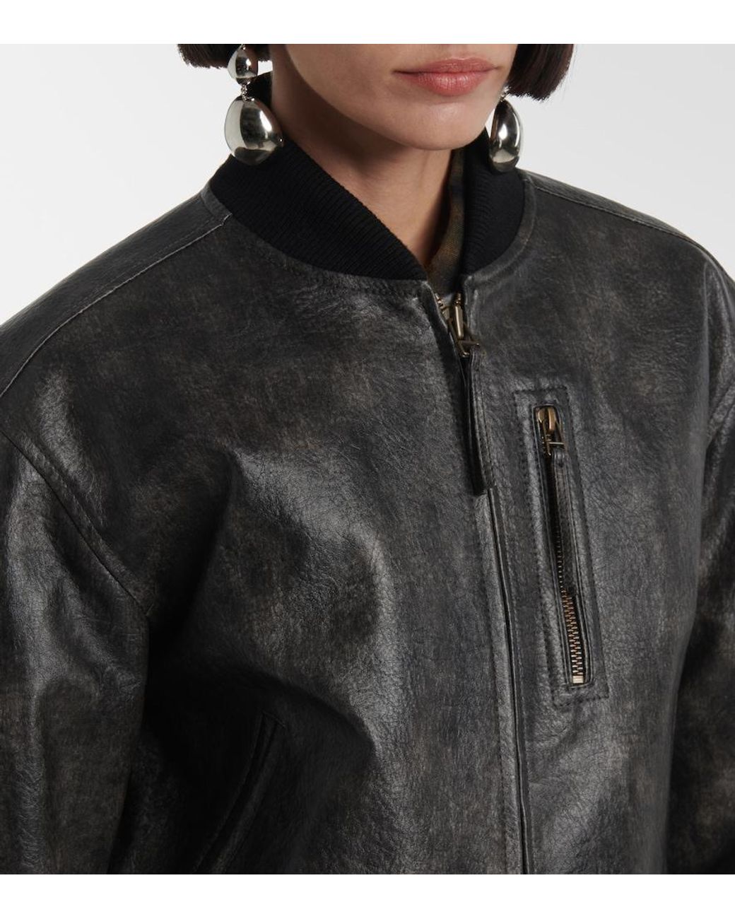 Isabel Marant Black Crisley Cropped Vintage Faux Leather Jacket