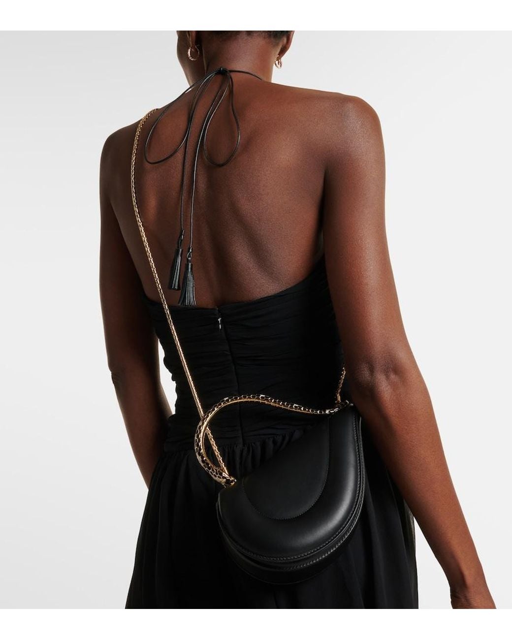 BVLGARI Black Serpenti Cuore 1968 Leather Top-Handle Bag
