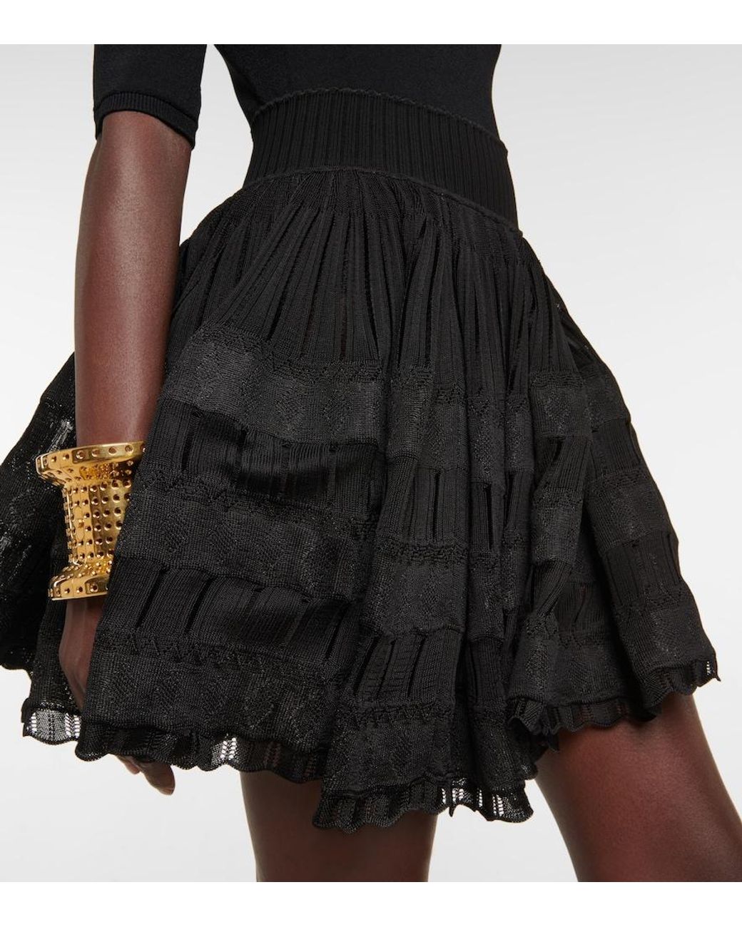 Alaïa Black Courte Raphia Franges Skirt