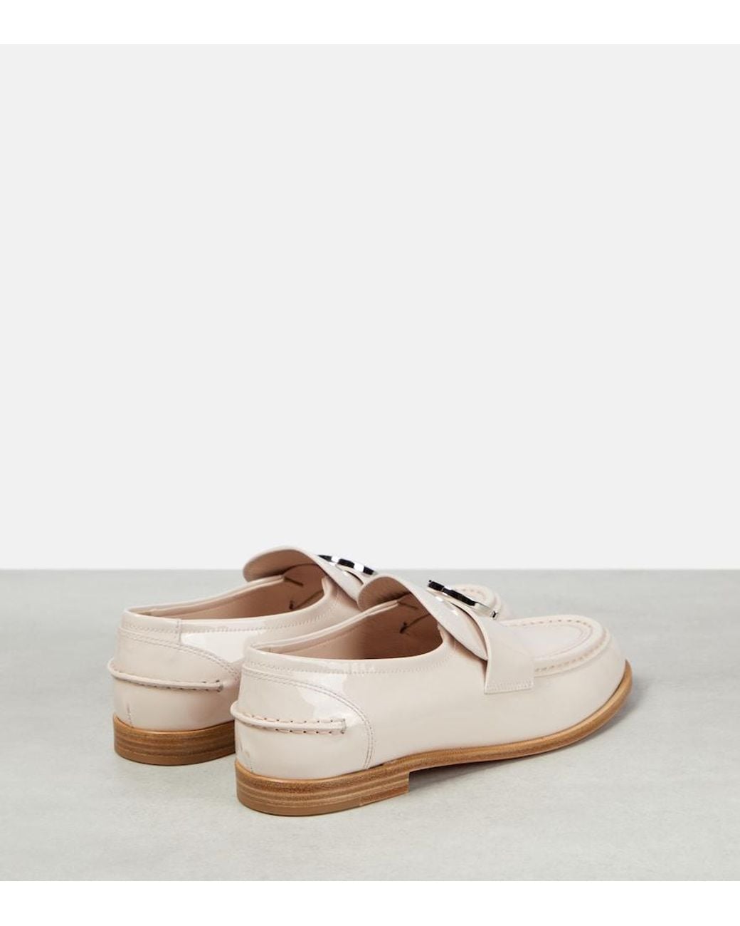 Christian Louboutin White Cl Moc Patent Leather Loafers