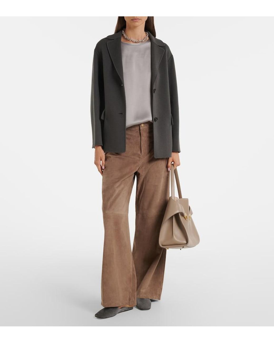 Max Mara Gray Satin T-Shirt