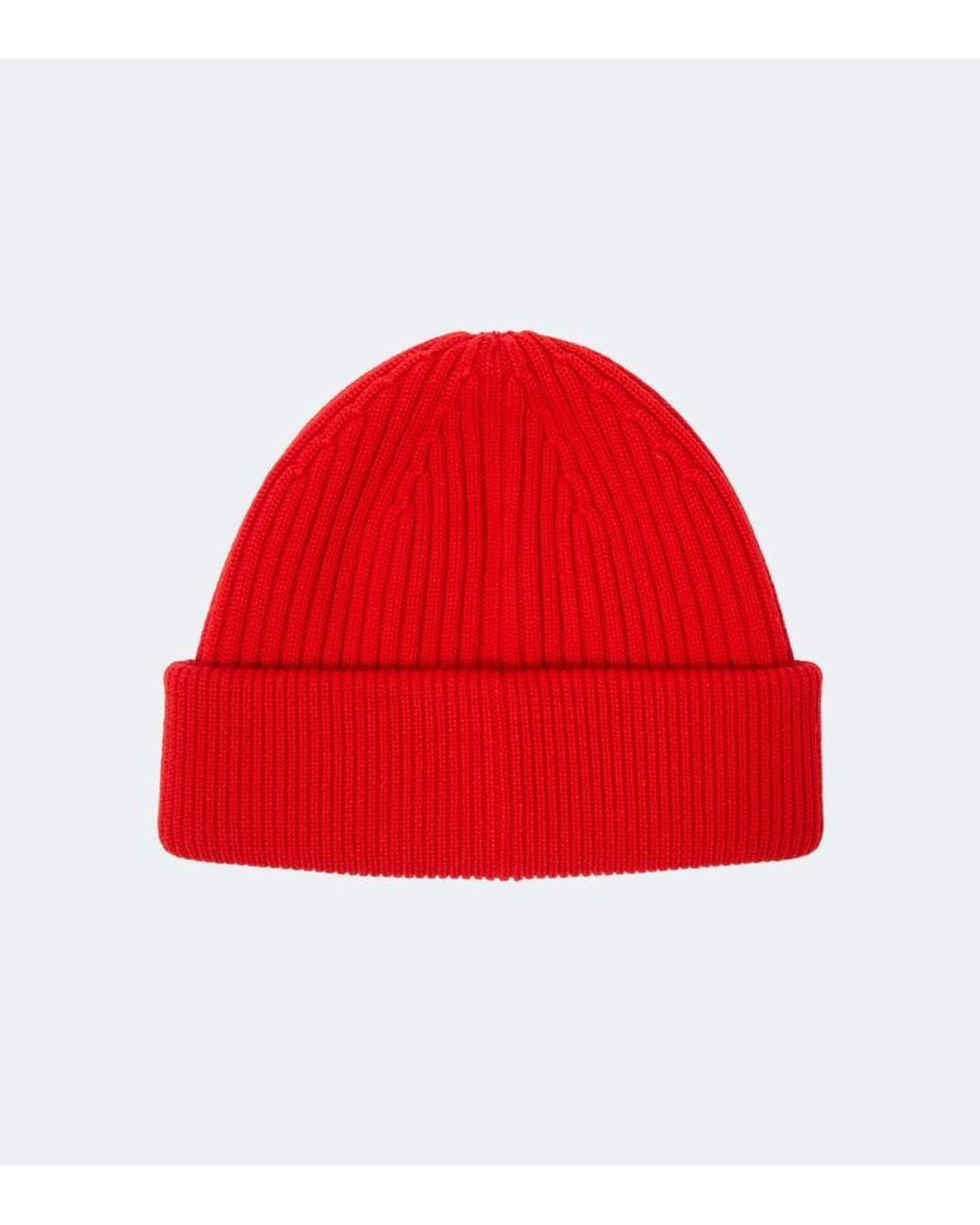Loewe Red Logo Ribbed-Knit Wool Beanie for men