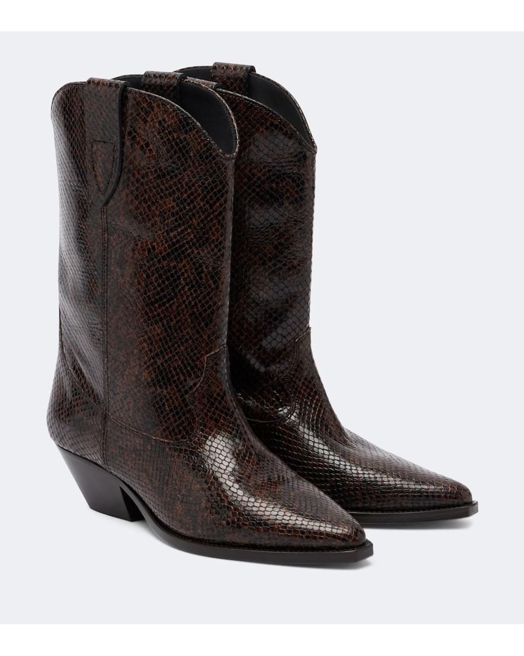 Isabel Marant Black Duerto Snake-Effect Leather Cowboy Boots
