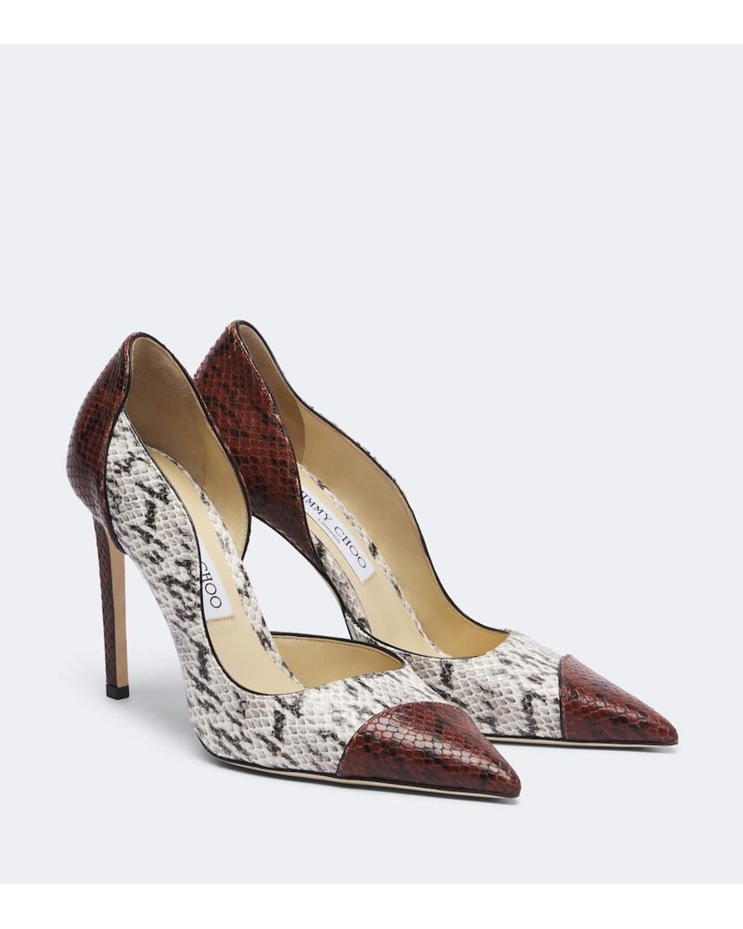 Jimmy Choo Brown Brigitte Snake-Effect Leather Pumps
