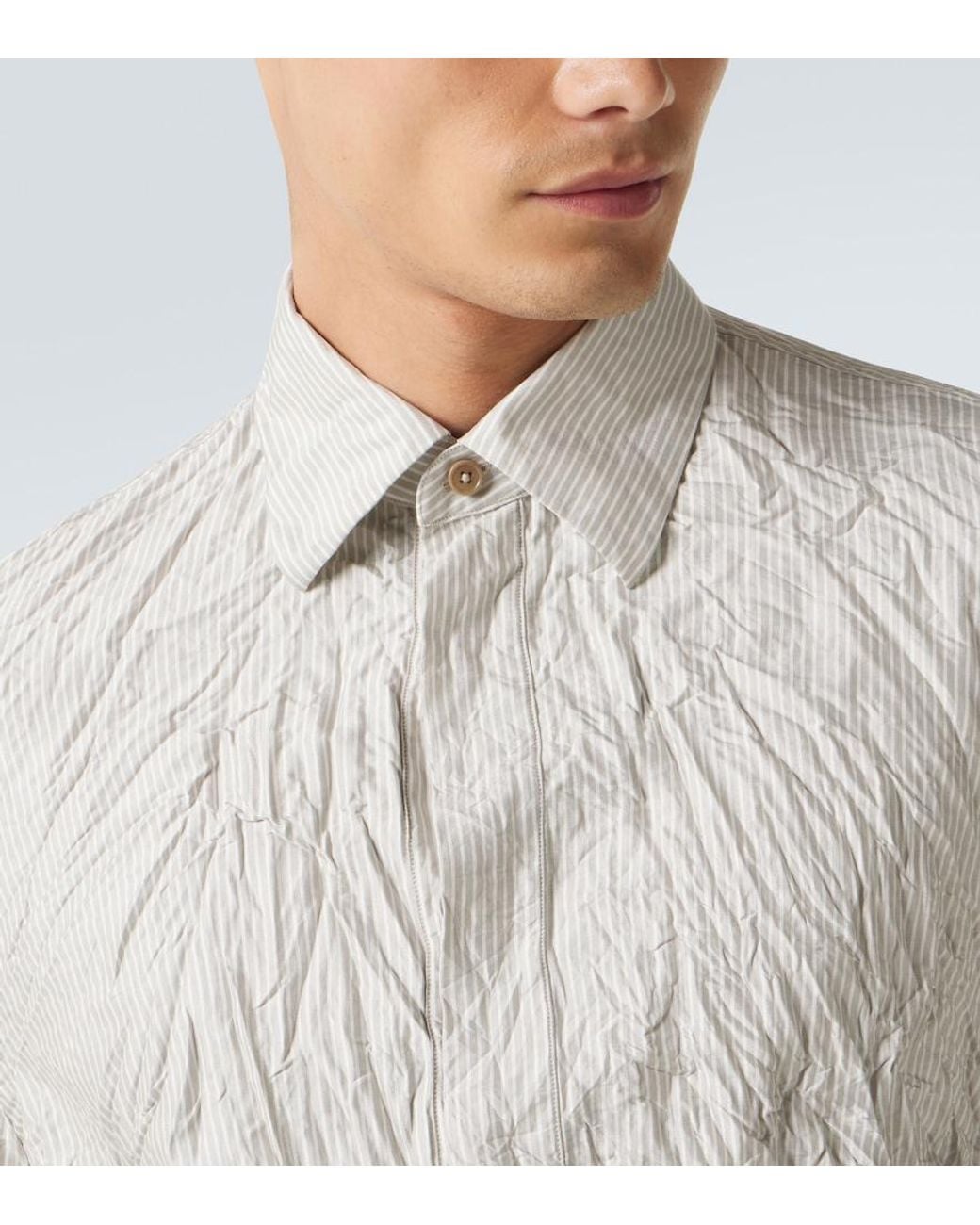 Zegna Natural Striped Silk Shirt for men